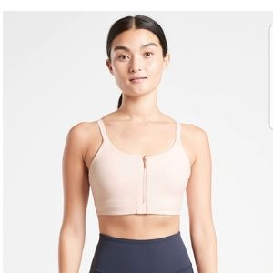 Athleta XS  pale pink front zip sports bra